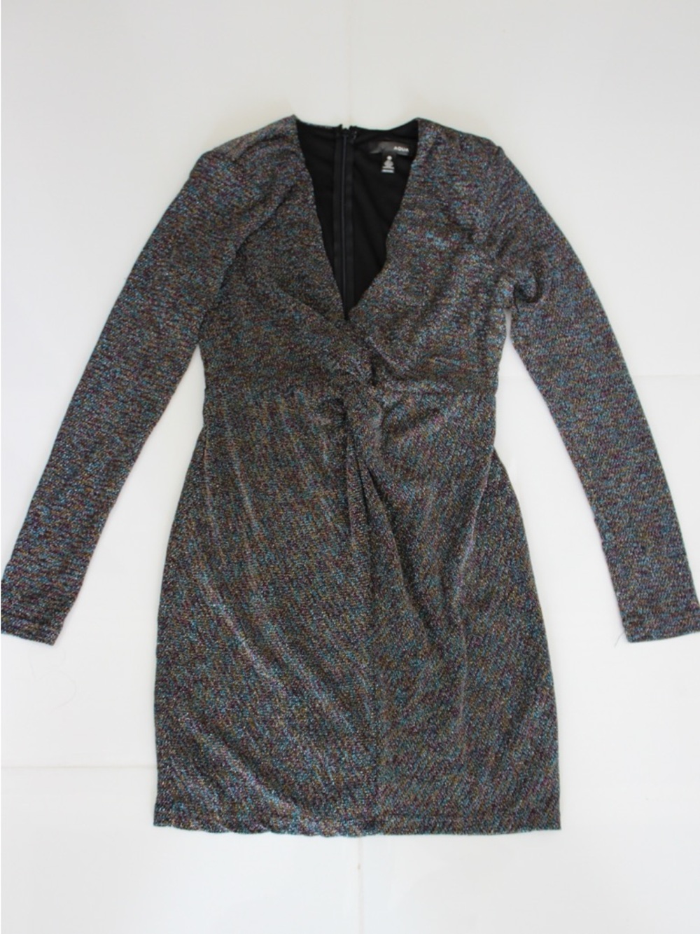 Bloomingdale's Shimmery Multicolor Long Sleeve Mini Dress
